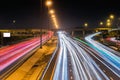 Speed Traffic - light trails on motorway highway at night, long exposure Royalty Free Stock Photo