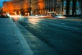 Light trails on motorway highway at night, long exposure abstract urban background Royalty Free Stock Photo