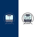 Speed Train, Transport, Train, Public  Icons. Flat and Line Filled Icon Set Vector Blue Background Royalty Free Stock Photo