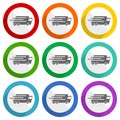 Speed transport, fast delivery, truck vector icons, set of colorful flat design buttons for webdesign and mobile applications Royalty Free Stock Photo