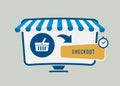 Speed up checkout experience concept for boost e-commerce conversions. Fast checkout experiences with shopping cart page