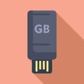 Speed usb disk icon flat vector. Solid state disk