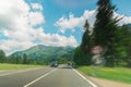 Speed Vacation Trip on the Street Through a Mountain Landscape Royalty Free Stock Photo