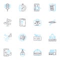 Speed and velocity linear icons set. Accelerate, Momentum, Velocity, Quickness, Dash, Haste, Celerity line vector and