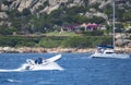 Speedboat approaching bay