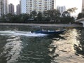 A speedboat on Lamtsuen River, Taipo, New Territories