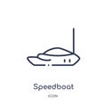 Speedboat icon from nautical outline collection. Thin line speedboat icon isolated on white background