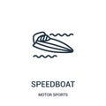 speedboat icon vector from motor sports collection. Thin line speedboat outline icon vector illustration. Linear symbol