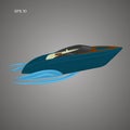 Speedboat illustration. Luxury boat vector. Streamline