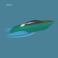 Speedboat isolated illustration. Luxury boat vector. Streamline