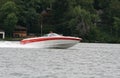 Speedboat on lake