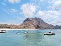 speedboat in the middle of the sea that will take tourists to Komodo Island