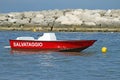 Speedboat rescue service moored in the sea in summer Royalty Free Stock Photo