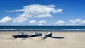 Speedboats on an abandoned sunny tropical beach