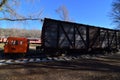 Speeder car and box car at Sioux city railroad museum in Iowa