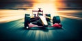 Speeding Adrenaline Rush: Racing formula car is riding toward finish at high speed. Generative AI