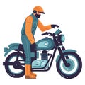 Speeding biker riding motorcycle Royalty Free Stock Photo