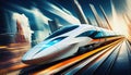 Speeding Through the City: The White Train\'s Crazy Race Against Tall Buildings and Speedy Aircraft