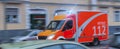 A speeding german ambulance Royalty Free Stock Photo