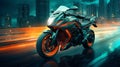 Speeding Motorcycle In A Vibrant Cityscape