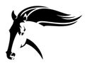 Speeding mustang horse black vector portrait