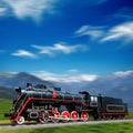 Speeding old locomotive Royalty Free Stock Photo