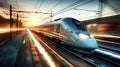 Efficient Travel: High-Speed Train in Full Motion on Rail Tracks