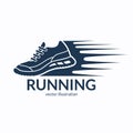 Speeding running shoe icon, symbol or logo