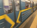 Speeding subway train