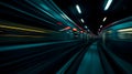 Speeding Subway Train in Dark Tunnel, Motion Blur Effect Royalty Free Stock Photo