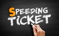 Speeding ticket text on blackboard Royalty Free Stock Photo