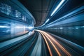 Speeding train inside Tokyo tunnel: motion blur. created with Generative AI Royalty Free Stock Photo