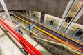 Speeding train passes Blaak Train Station in Rotterdam