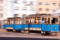 Speeding tram in the city Royalty Free Stock Photo