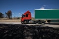 Speeding truck on freeway in country town between Sydney and melbourne NSW Australia Royalty Free Stock Photo