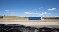 Speeding truck on freeway in country town between Sydney and melbourne NSW Australia Royalty Free Stock Photo