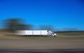 Speeding truck semi trailer on freeway in country town between Sydney and melbourne NSW Australia Royalty Free Stock Photo