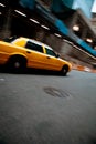 Speeding Yellow City Taxi Cab Royalty Free Stock Photo