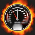 Speedmeter on Fire abstract concept