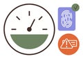 Speedometer with biometric fingerprint and alert exclamation mark symbolizing security and efficiency Royalty Free Stock Photo