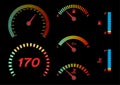 Speedometer for car . Fuel Gauge and Tachometer vector