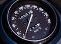 Speedometer of a chopper motorcycle close-up
