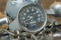 Speedometer of circa mid 1960 classic and vintage Yamaha motorcycle Royalty Free Stock Photo