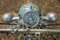 Speedometer of circa mid 1960 classic and vintage Yamaha motorcycle Royalty Free Stock Photo