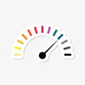 Speedometer colored sticker icon. Speed indicator in trendy flat style Royalty Free Stock Photo