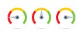 Speedometer. Feedback concept. Rating customer satisfaction meter. Colorful speedometer vector icon, isolated. Tachometer icons.