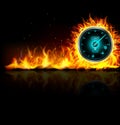 Speedometer in fire on black background