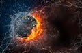 Speedometer on fire and water Royalty Free Stock Photo