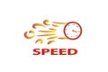 Speedometer with flames fire logo, blazing intensity, racing innovation symbol