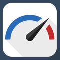 Speedometer flat icon with long shadow